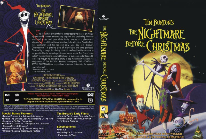 Tim Burton's The Nightmare Before Christmas - Movie DVD Scanned Covers