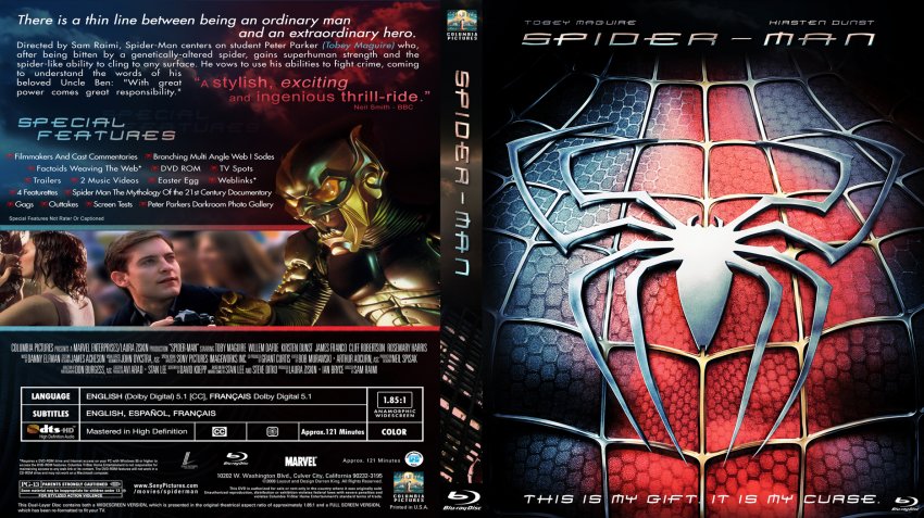 Spider Man Movie Blu Ray Custom Covers Spider Man 1 BluRay DVD