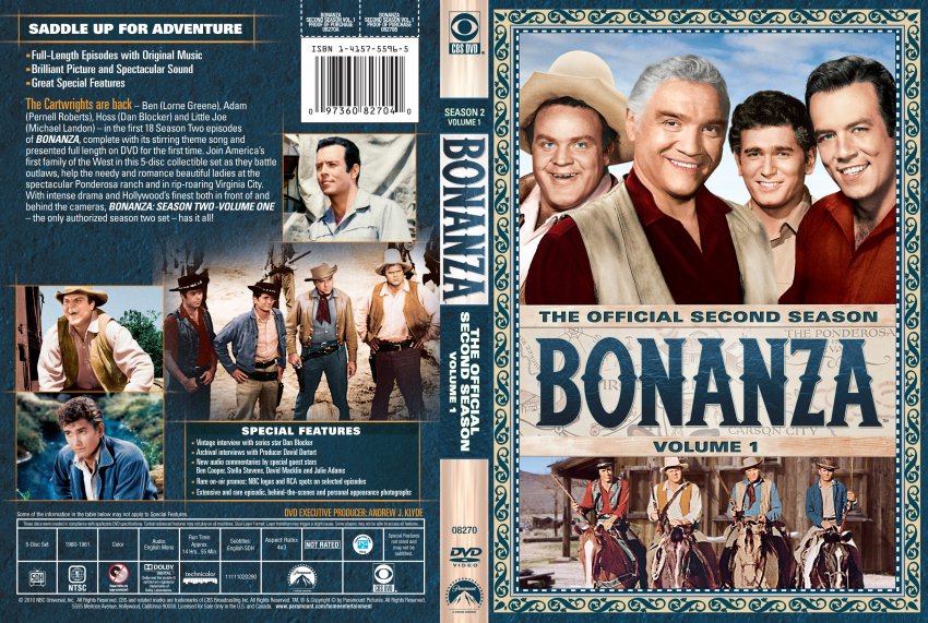 Bonanza Season 2 Volume 1 TV DVD Scanned Covers Bonanza Season 2