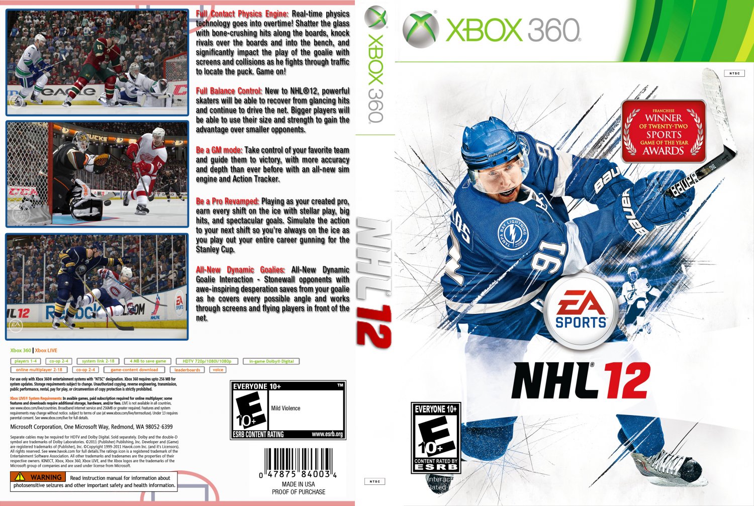 NHL 12 DVD NTSC Custom f