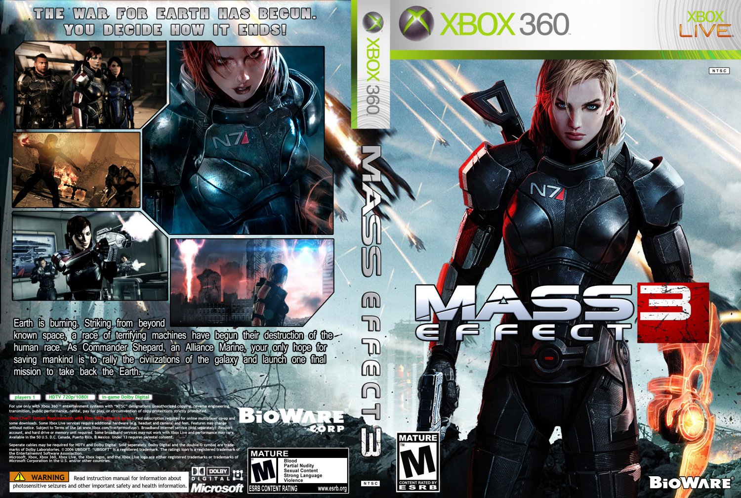 Mass Effect 3 FemShep xbox360 cover