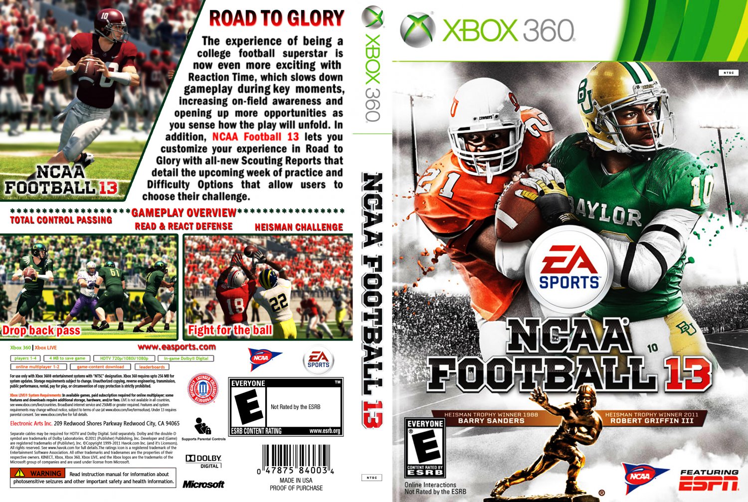 NCAA Football 13 XBOX 360 Game Covers NCAA Football 13 DVD NTSC