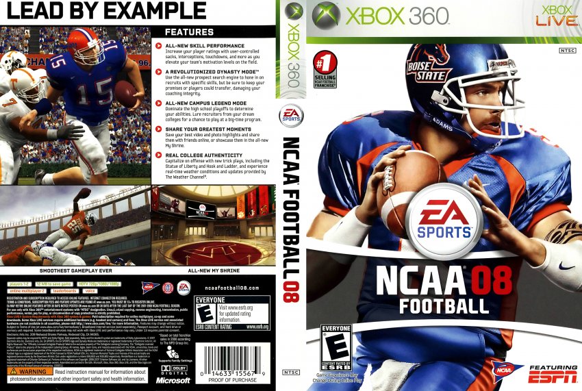 NCAA Football 08 - XBOX 360 Game Covers - NCAA Football 08 :: DVD Covers