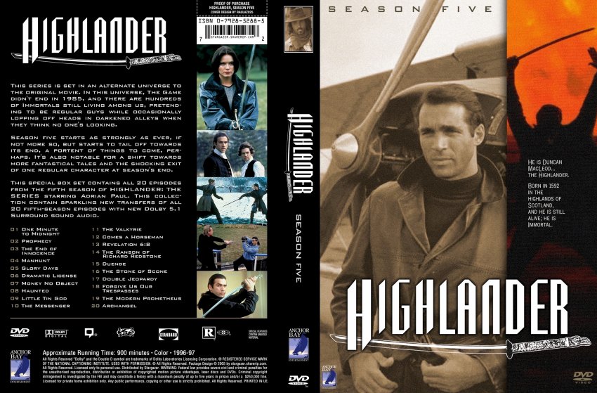 Highlander Season 5 Five (double case)