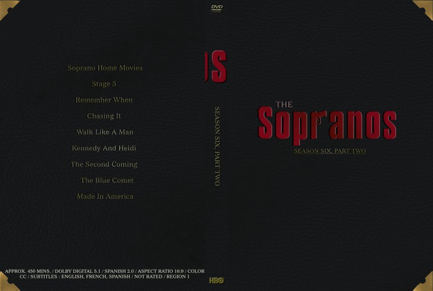 the Sopranos Season Six Part Two spanning spines - TV DVD Custom Covers