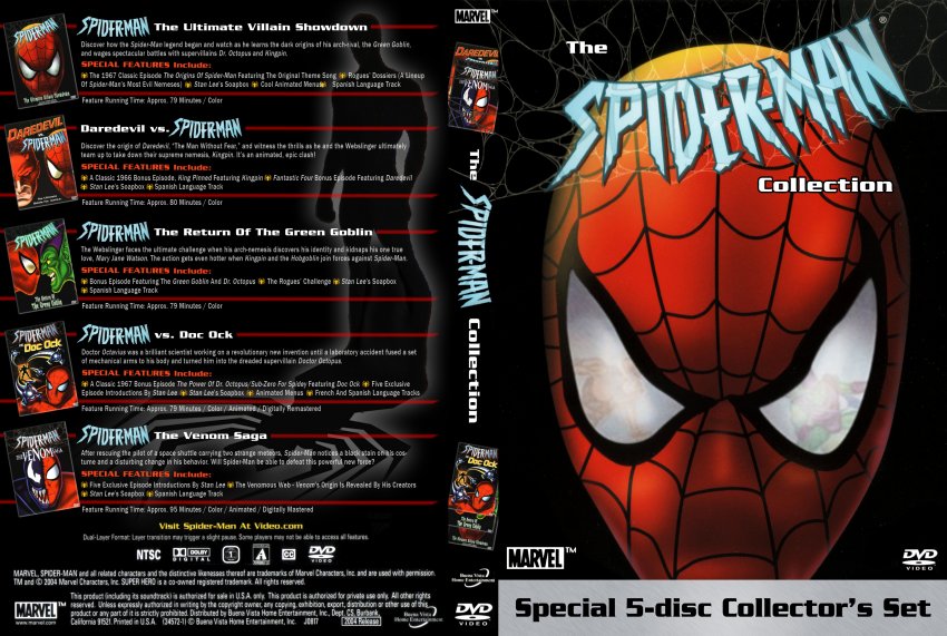 Spider-Man 5-Disc Collector's Set (Animated)- TV DVD Custom Covers - D...