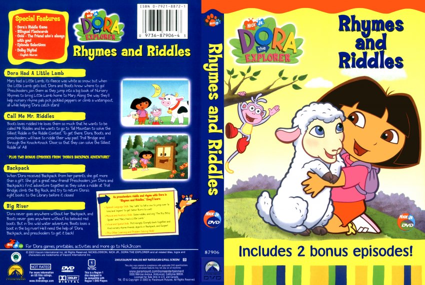 Dora the Explorer Rhymes Riddles - scan- TV DVD Scanned Covers - 56dora-exp...