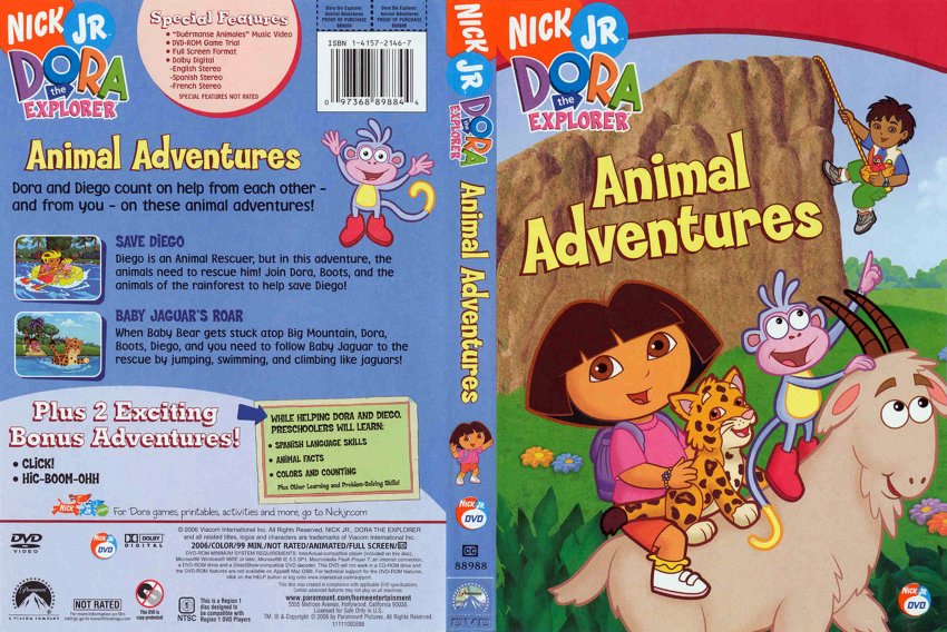 Dora The Explorer Animal Adventures- TV DVD Scanned Covers - 6297Dora The.....