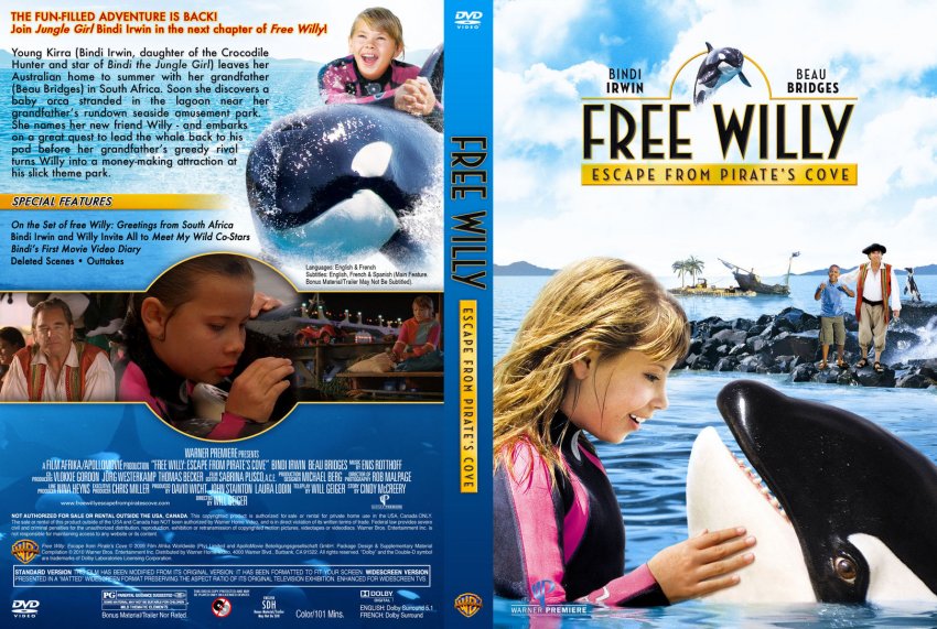 Free Willy - Escape From Pirate's Cove- Movie DVD Custom Covers - Free...
