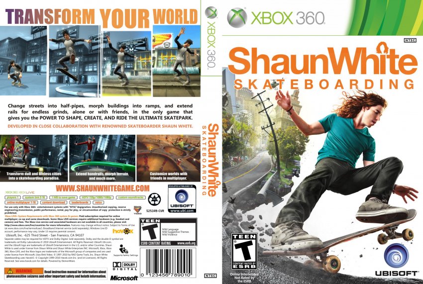 Jogo Shaun White Skateboarding Xbox 360 X360 Skate Original