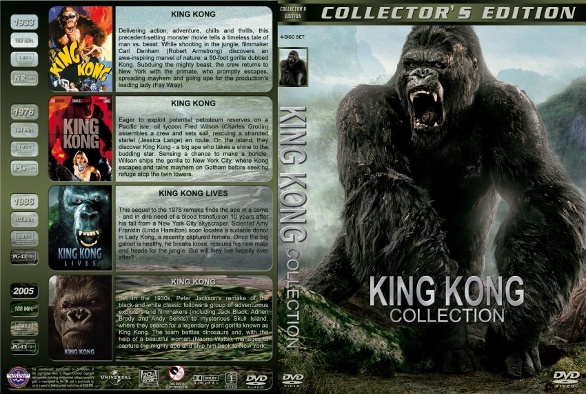 King Kong Collection- Movie DVD Custom Covers - King Kong Quad :: DVD Cover...