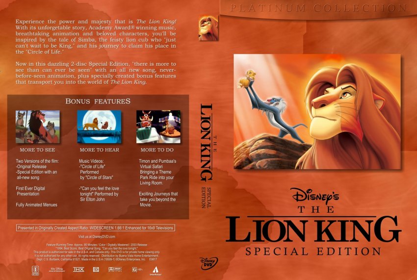 The Lion King - Movie DVD Custom Covers - 2168lionking cstm seta :: DVD ...