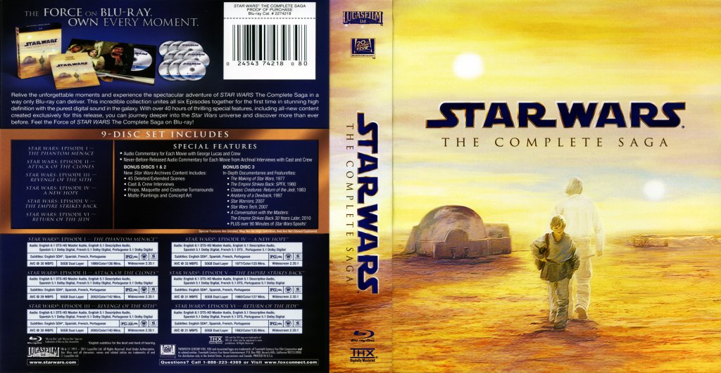 Star Wars - The Complete Saga Discs 1-6 - Bluray Back