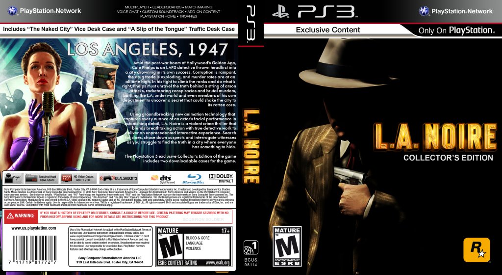 LA Noire DVD NTSC Custom f