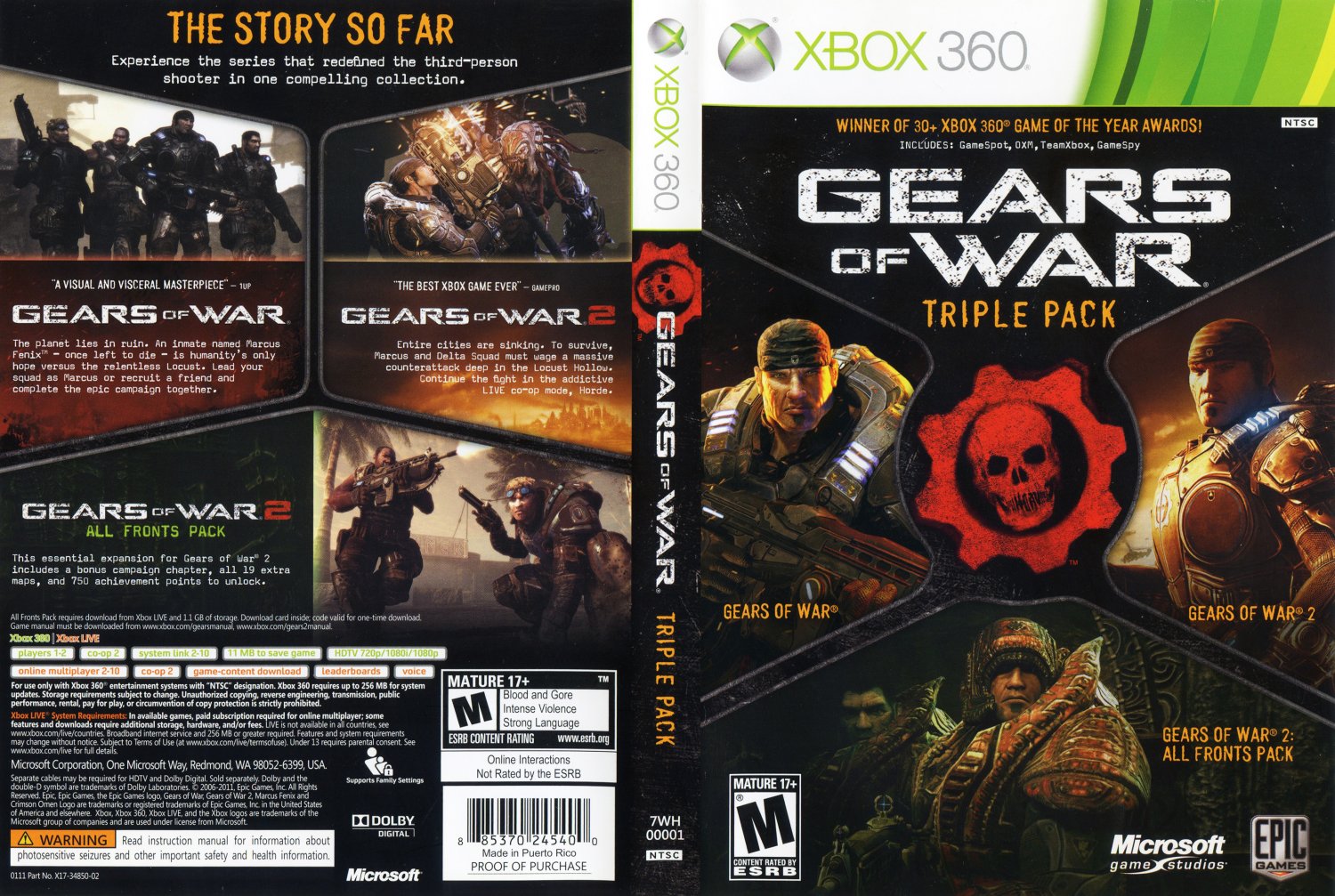 Includes all games. Gears Xbox 360.
