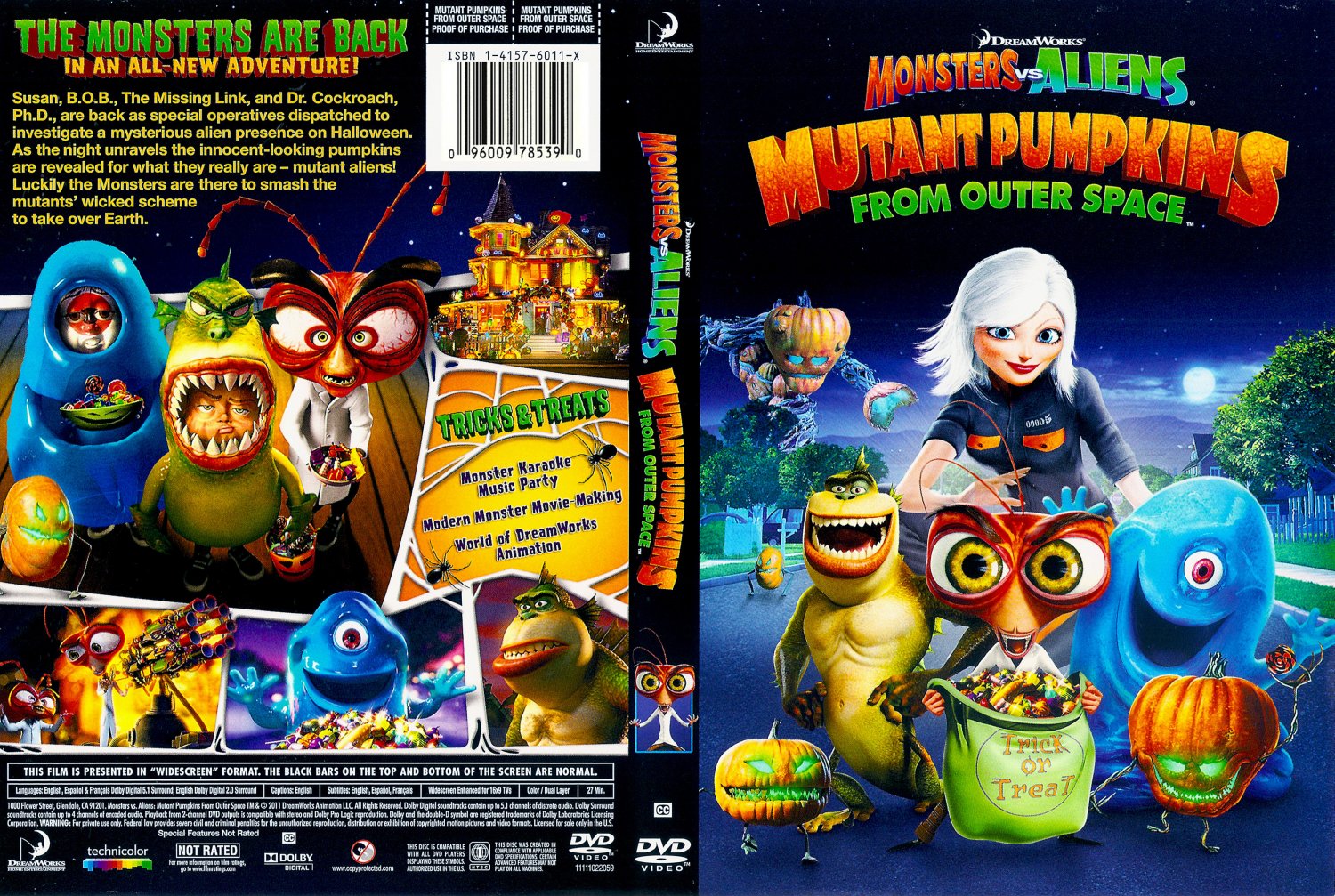 Monsters Vs Aliens Mutant Pumpkins From Outer Space- Movie DVD Scanned Cove...