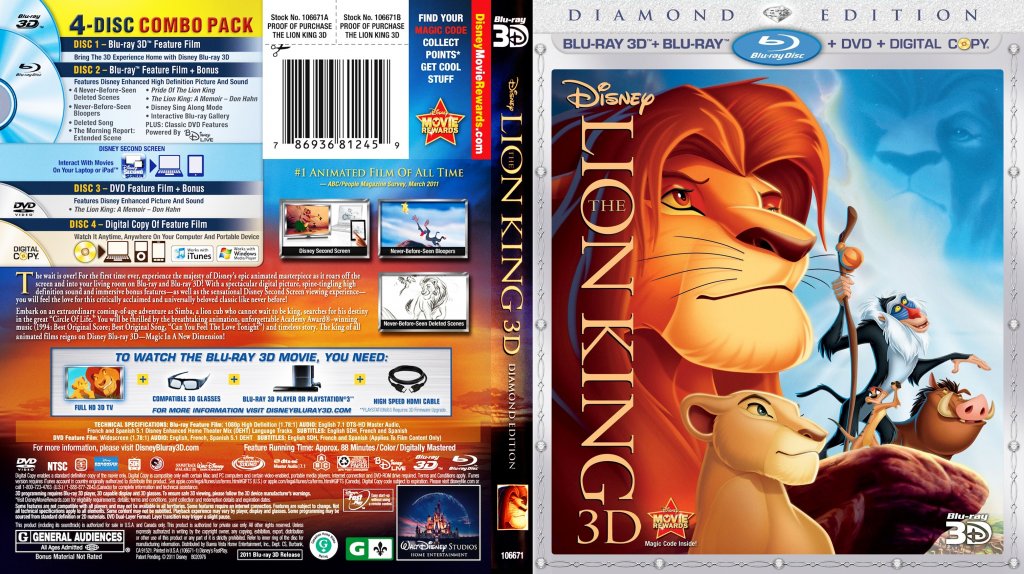 The Lion King 3D - Movie Blu-Ray Scanned Covers - The Lion King 3D ...