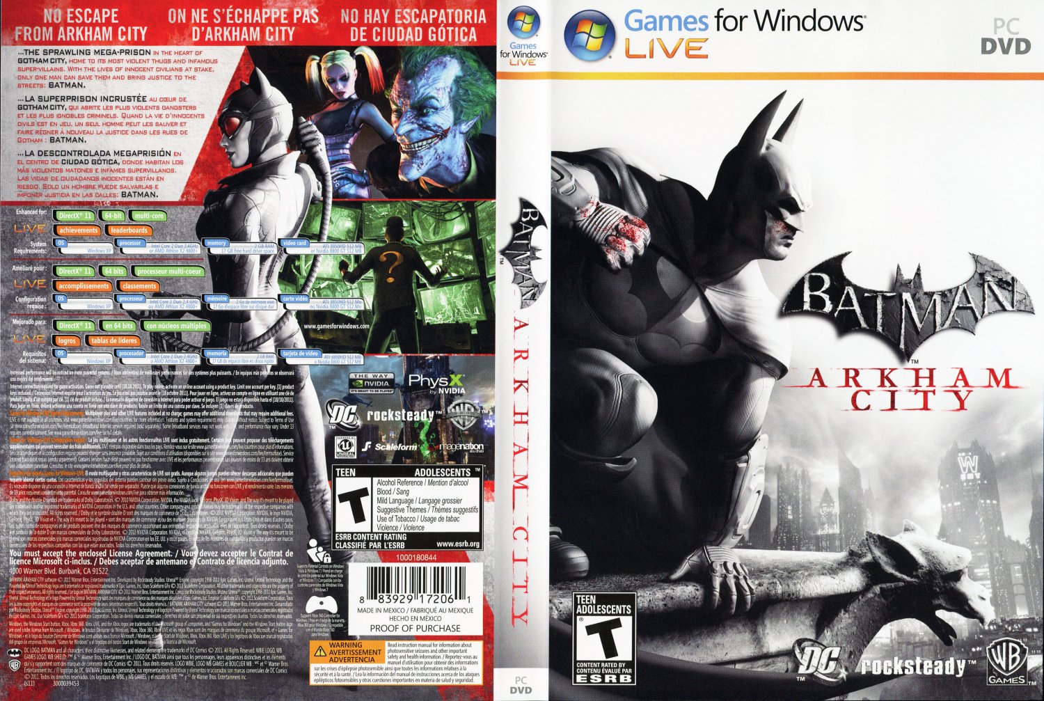 Batman Arkham City DVD English French Spanish NTSC f1. 