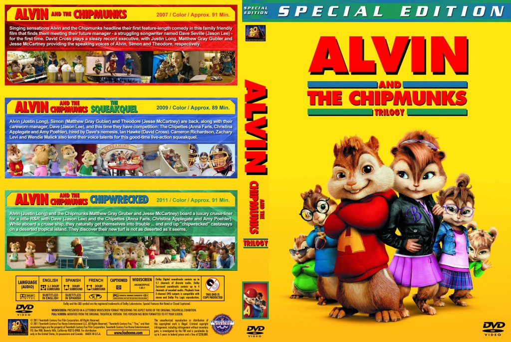 Alvin And The Chipmunks Trilogy- Movie DVD Custom Covers - Alvin Triple v1 ...