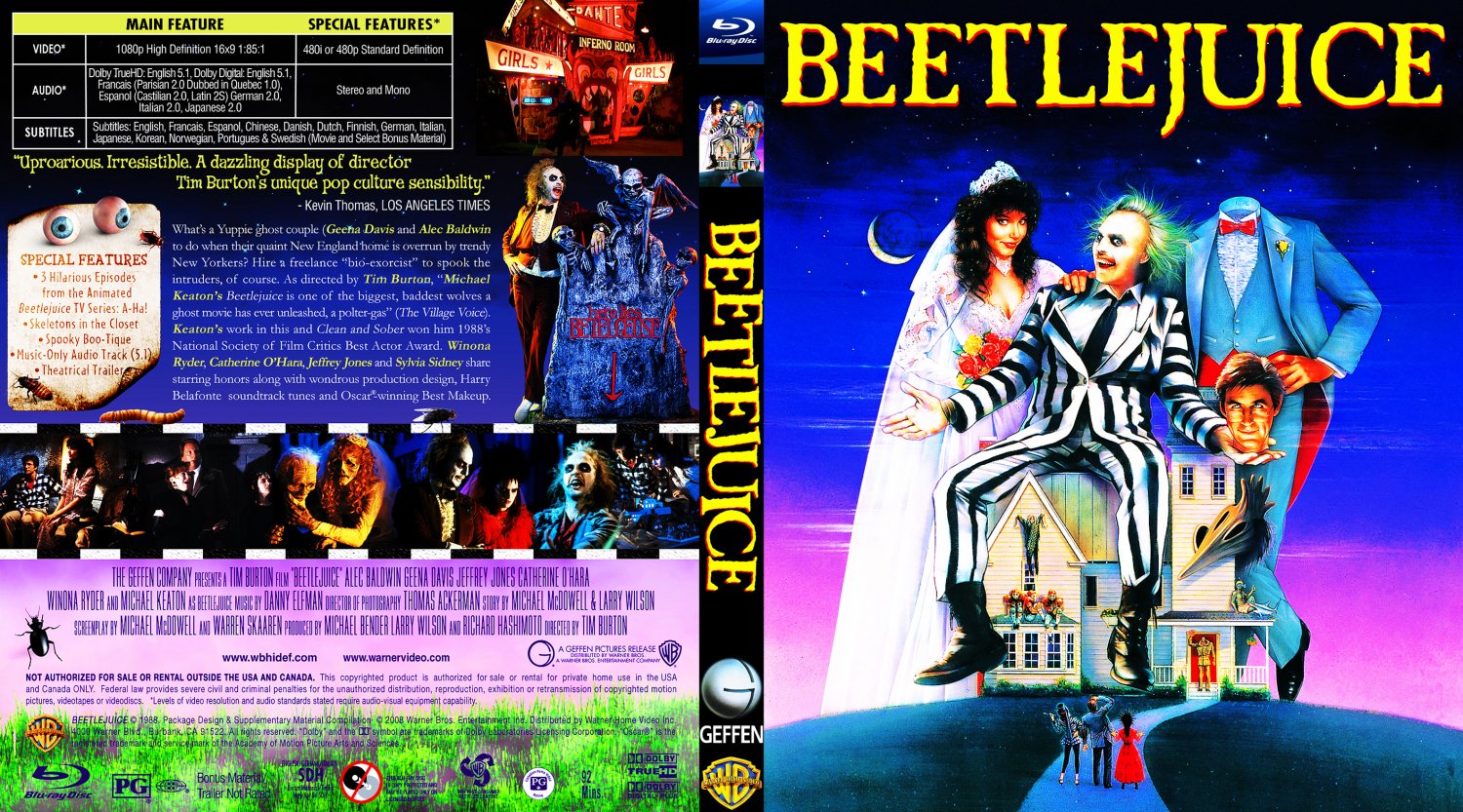 Beetlejuice Movie Blu Ray Custom Covers BEETLEJUICE DVD Covers