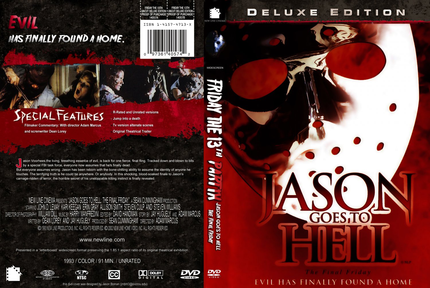 Friday The 13th Part 9 - Jason Goes To Hell- Movie DVD Custom Covers - Frid...