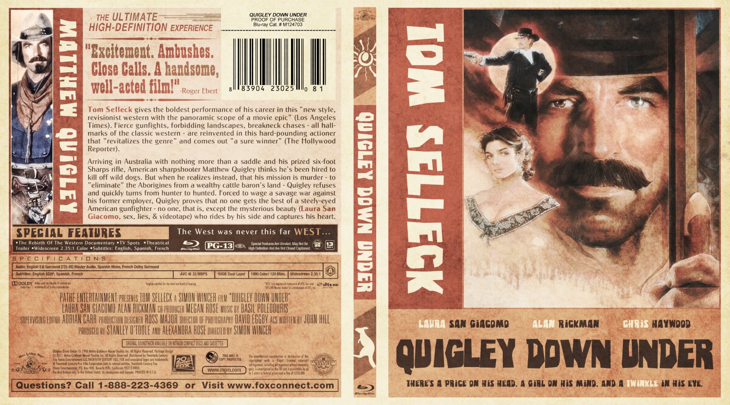 Quigley Down Under- Movie Blu-Ray Custom Covers - Quigley Down Under blu-.....