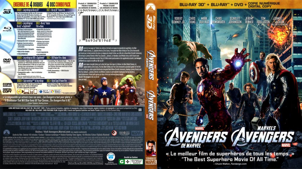 Marvels The Avengers 3D - Canadian - Bluray - Movie Blu-Ray Scanned