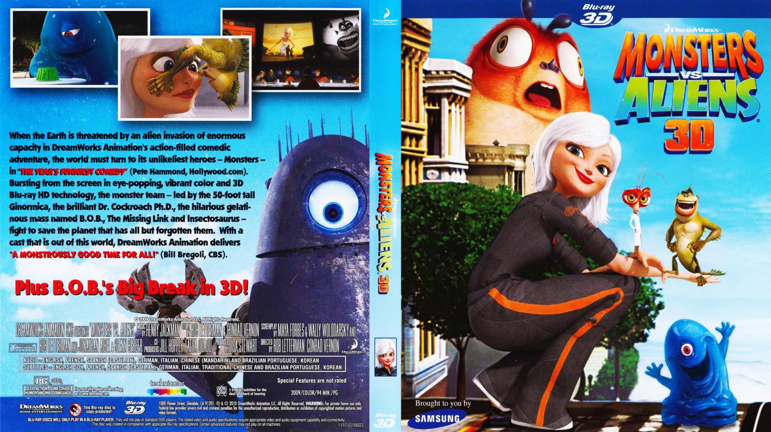 Monsters Vs Aliens 3D- Movie Blu-Ray Scanned Covers - Monsters Vs Aliens .....
