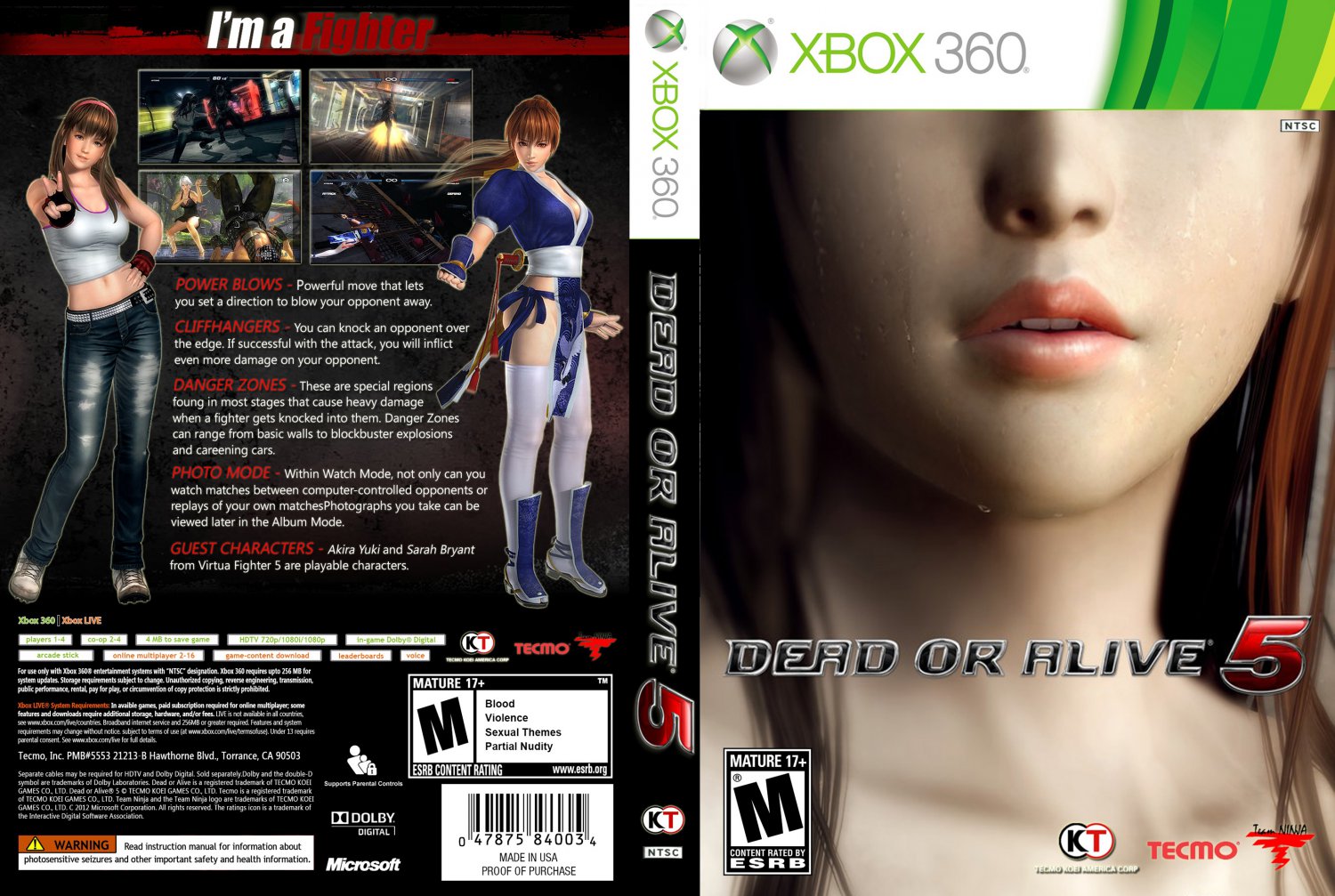 Dead or Alive 5- XBOX 360 Game Covers - Dead or Alive 5 DVD NTSC Custom f :...