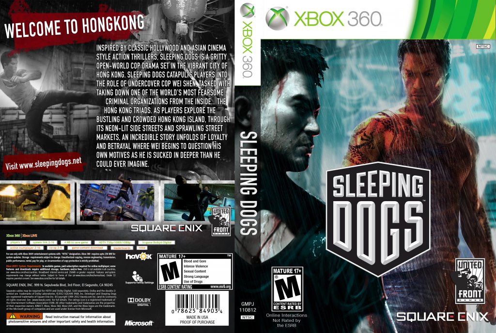 SLEEPING DOGS, NTSC, Mint Condition, XBOX 360 Game, 360 Games, HEGEY