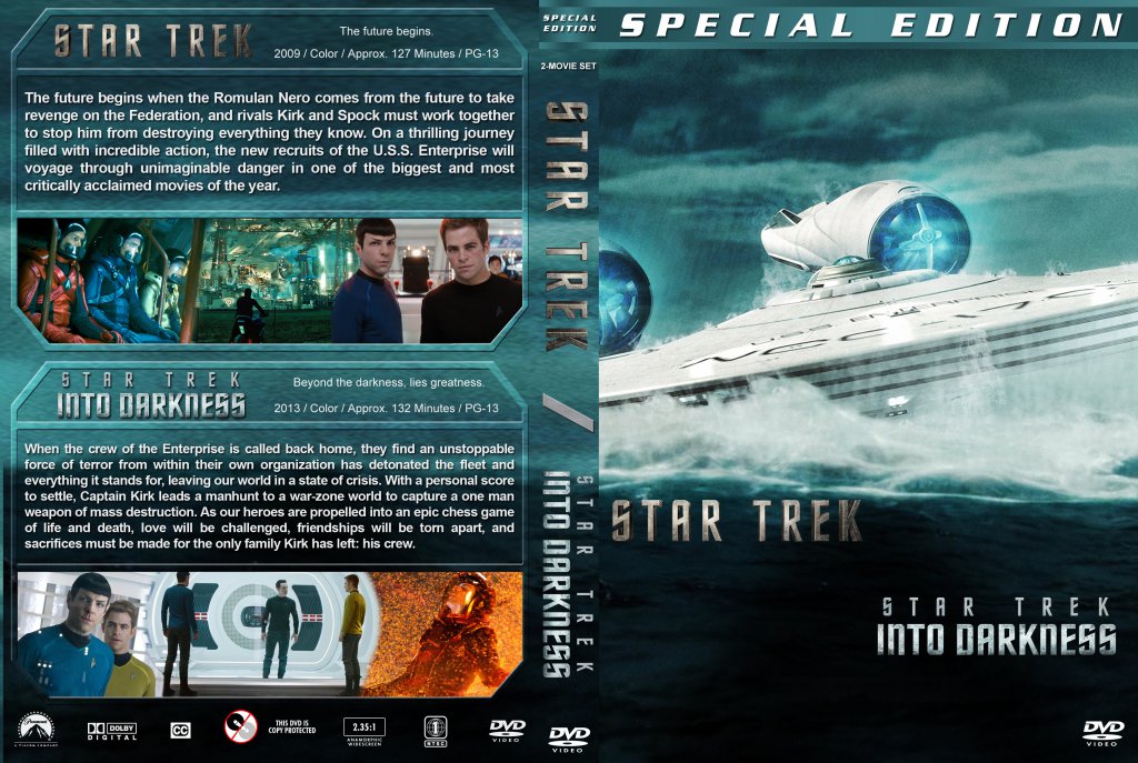 Star Trek Into Darkness Double Feature Movie DVD Custom Covers Star Trek Double V DVD