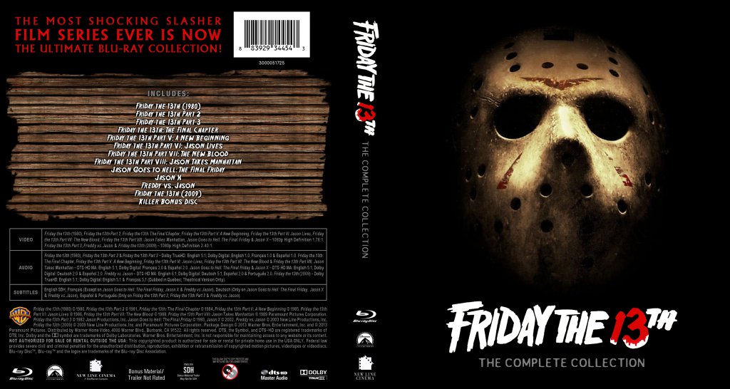 Friday The 13th: The Complete Collection- Movie Blu-Ray Custom Covers - Fri...