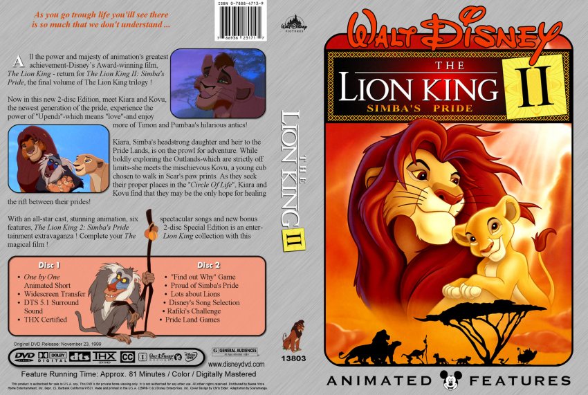 The Lion King 2 - Simba's Pride - Movie DVD Custom Covers - 67DS ...