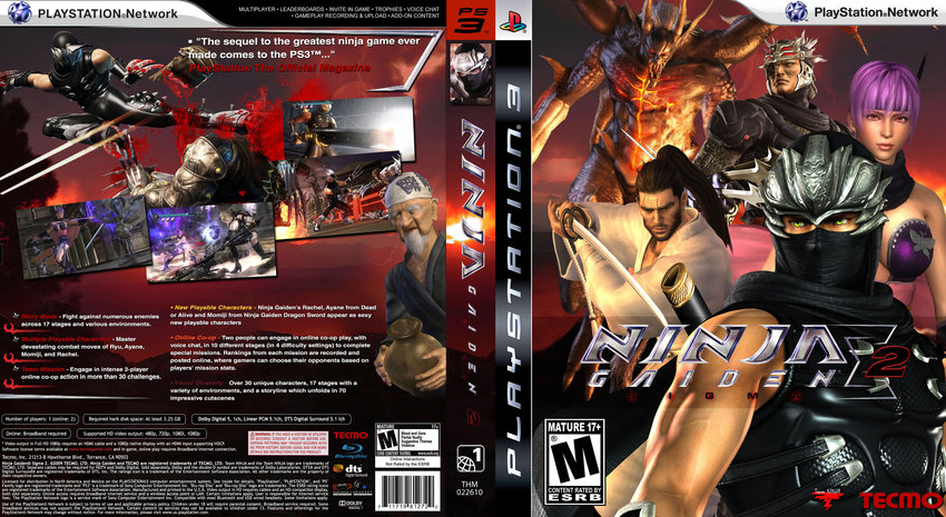 Ninja Gaiden Sigma 2- Playstation Game Covers - Ninja Gaiden Sigma 2 DVD NT...