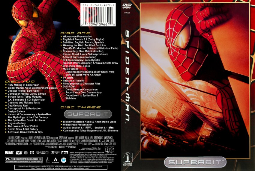 Spider-Man - 3 Disc Superbit/Special Edition- Movie DVD Custom Covers - 766...