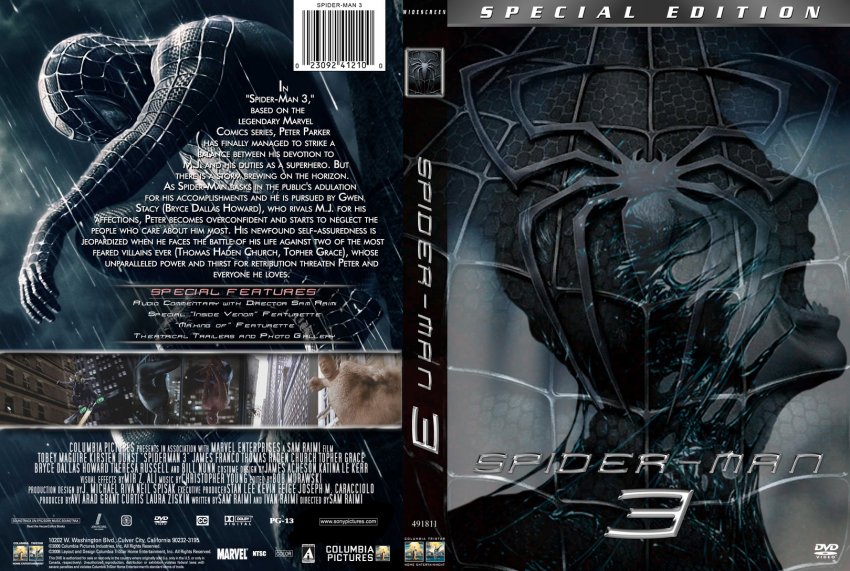 Spiderman 3- Movie DVD Custom Covers - 8428Spiderman 3 - 1210 1 :: DVD...