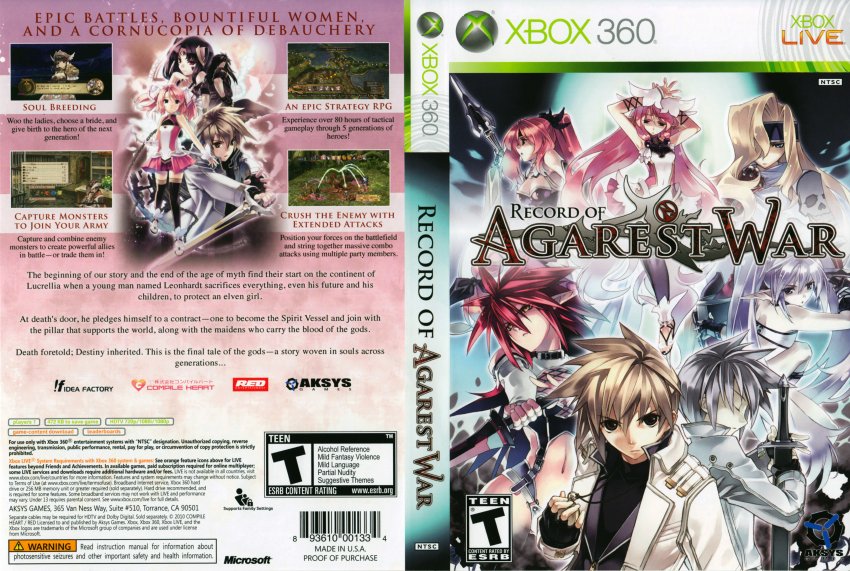 Jogo Novo Record Of Agarest War Zero Para Xbox 360 Ntsc na Americanas  Empresas