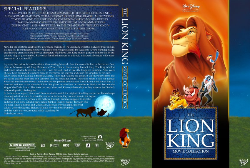 The Lion King Movie Trilogy Collection - Movie DVD Custom Covers - The ...