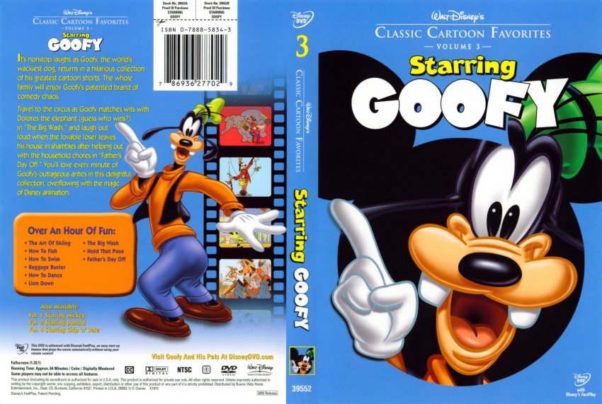Volume 3 Starring Goofy R1 Scan- Movie DVD Scanned Covers - 119Classic Cart...