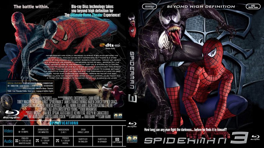Spider-Man 3 - Movie Blu-Ray Custom Covers - Spider-Man 3 - Bluray Custom  f2 :: DVD Covers