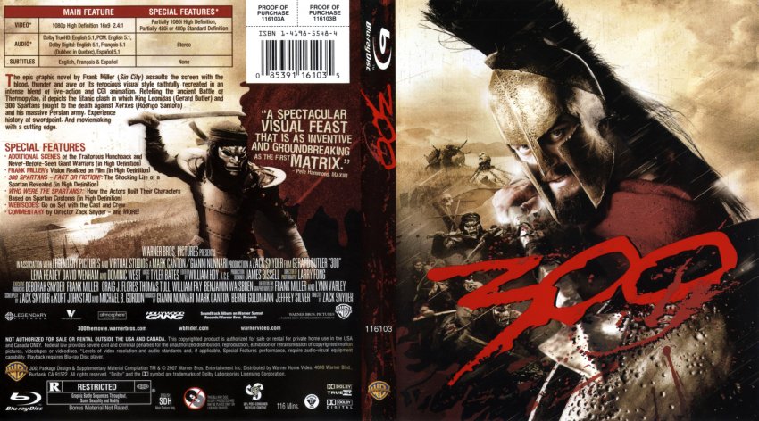  300  Movie Blu Ray Scanned Covers Blu ray 300  US 