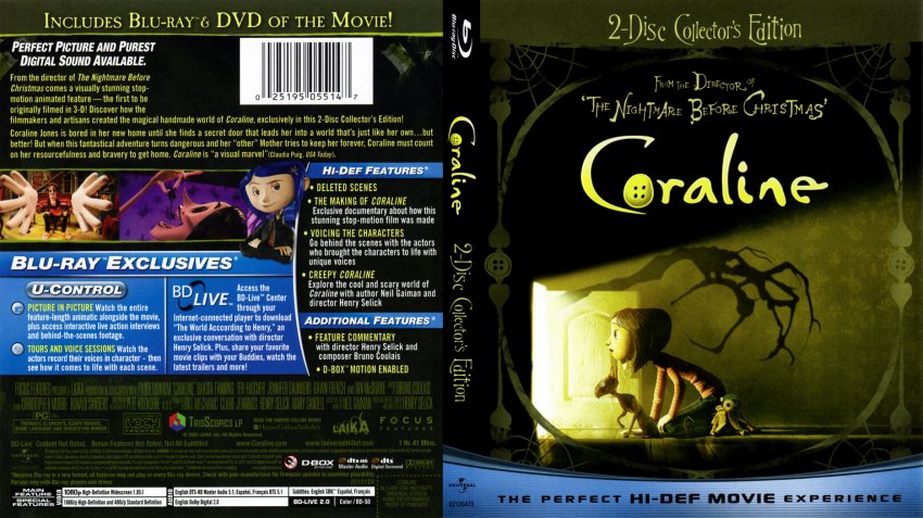 Coraline Movie Blu Ray Scanned Covers Coraline Br Dvd Covers